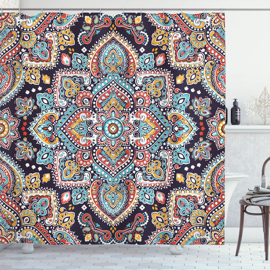 Vintage Boho Ethnic Multicolor Art Shower Curtain