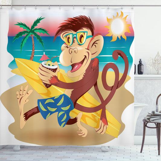 Vibrant Tropical Animals: Multi-Colored Hipster Holiday Shower Curtain