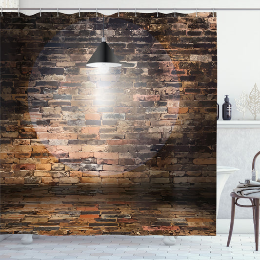 City Life Image: Brick Wall Design in Black and Red for Shower Curtain