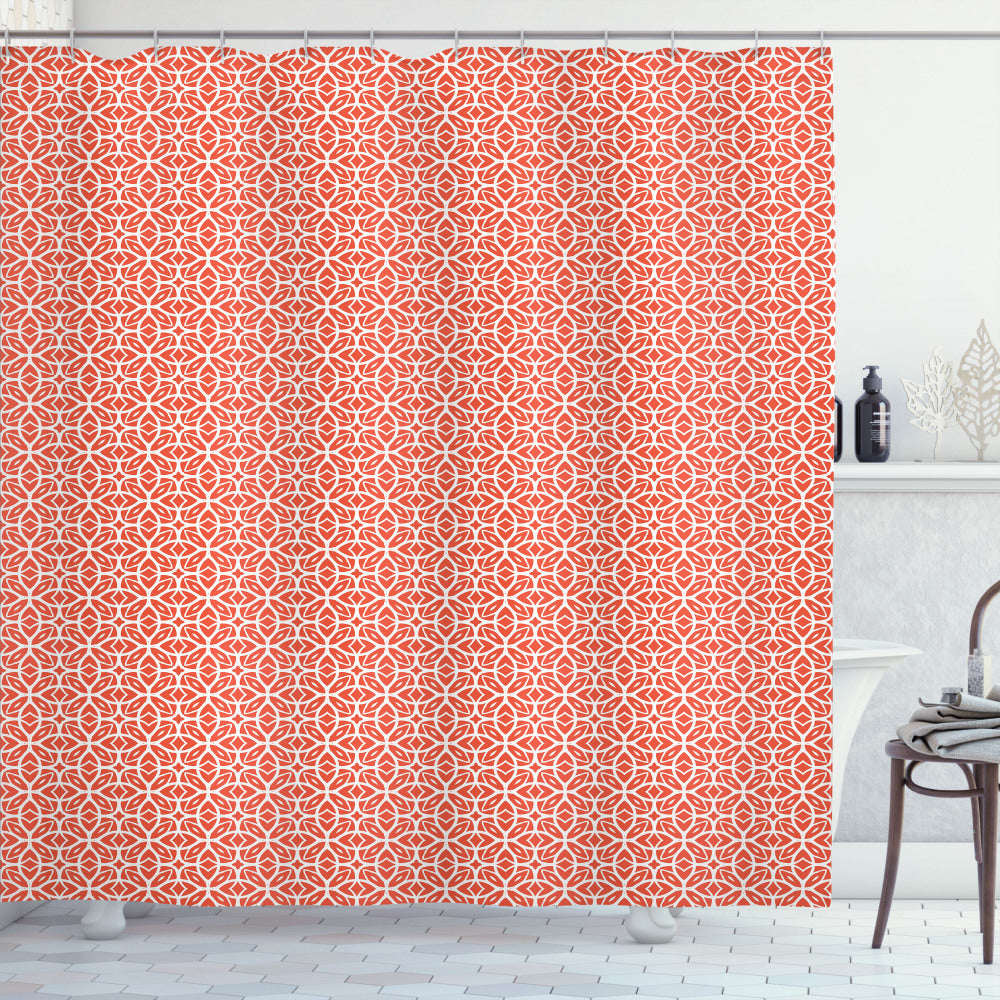 Art Deco Inspired Lacy Floral Pattern Shower Curtain