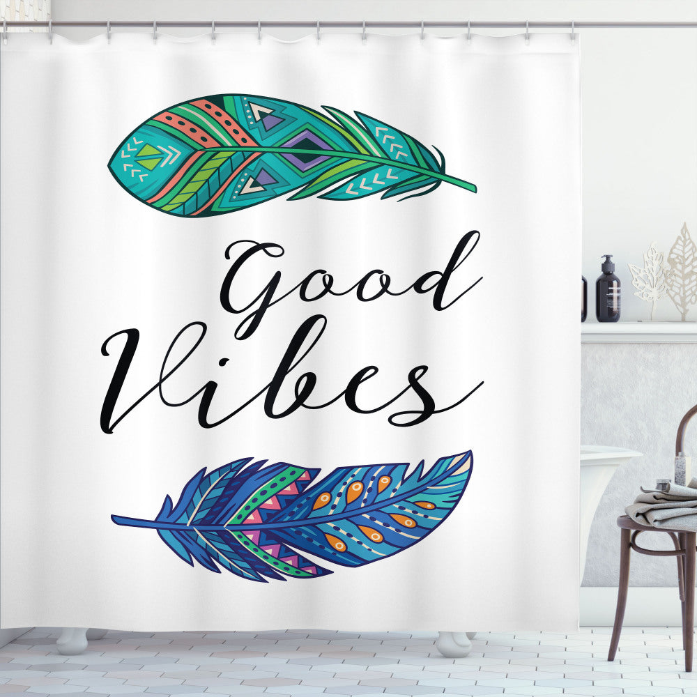 Chill Out in Style with Boho Feathers Multicolor Shower Curtain