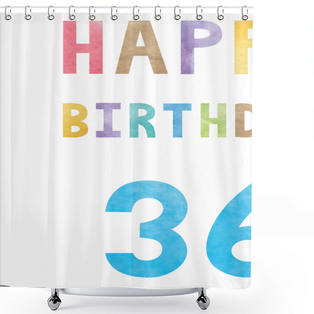 Celebrate Your 36th Birthday in Multicolor Style with Colorful Party Words Shower Curtain