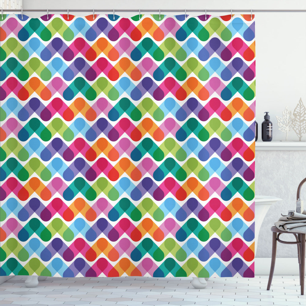 Vibrant and Geometric Multicolor Shower Curtains