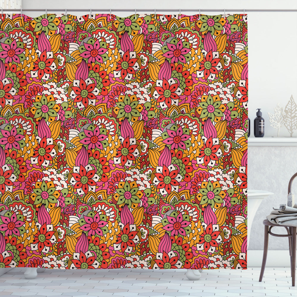 Vibrant Floral Art Shower Curtain - Colorful and Multicolor Designs