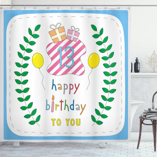 Unique Multicolor 13th Birthday Gifts: Vibrant Shower Curtain