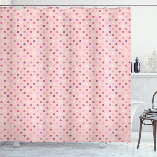 Charming Polka Dot Shower Curtain in Shades of Purple and Pink