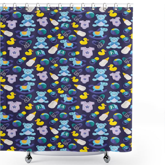 The Nursery Must-Have: Multicolored Children's Toy Shower Curtain