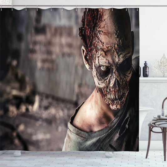 Zombie Creepy Look Killer: The Ultimate Shower Curtain for Horror Fans