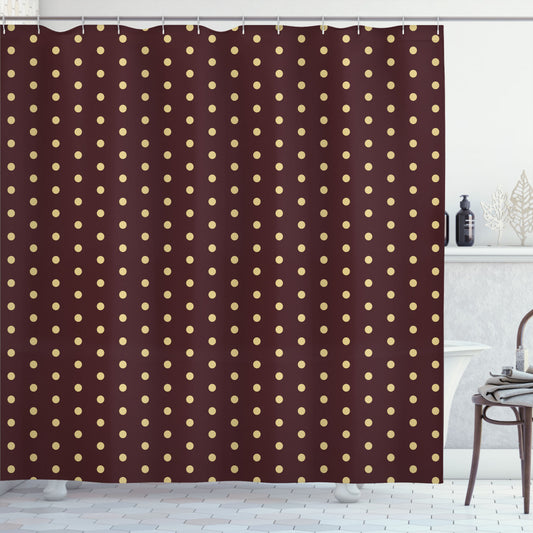 Abstract Dotted Retro Design in Beige and Brown - Shower Curtain