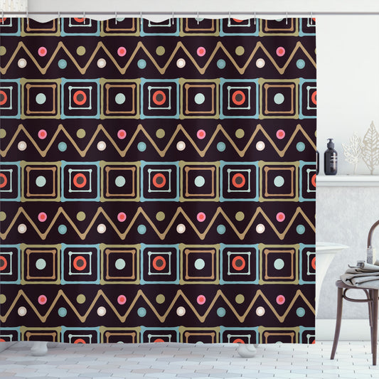 Colorful African-Inspired Multicolor Borders for Shower Curtain