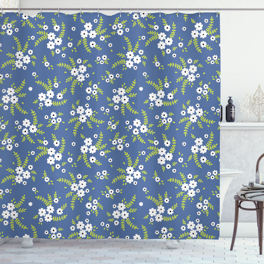 Blooming Fields Retro Floral Multicolor Shower Curtain