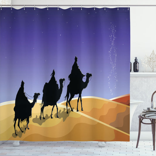 Vintage Multicolor Christmas Star Timeless Shower Curtain