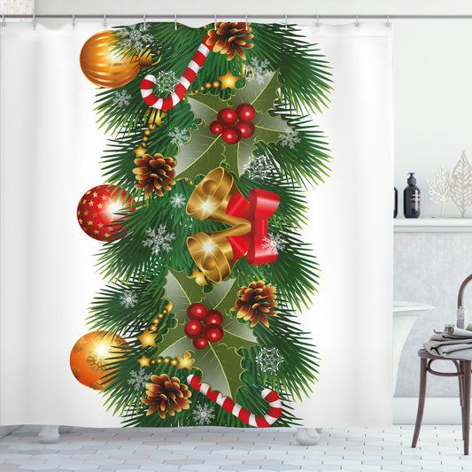 Christmas Multicolor Noel Tree Ornaments Shower Curtain