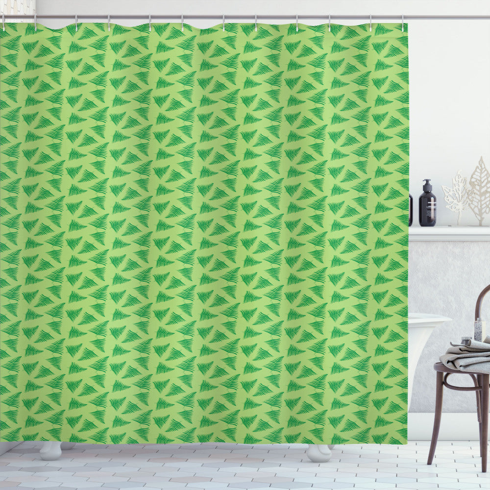 Tropical Fern and Green Plants Shower Curtain Pattern