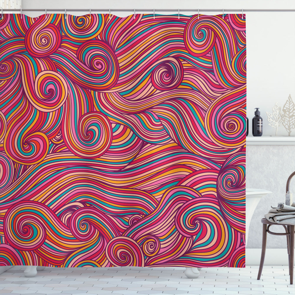 Abstract Multicolor Waves: Vibrant and Colorful Shower Curtain