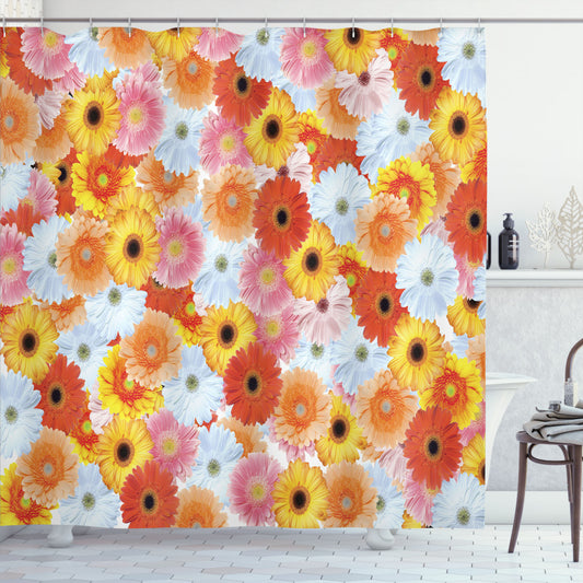 Vibrant Gerber Daisy Multicolor Shower Curtain for Realistic Fresh Growth