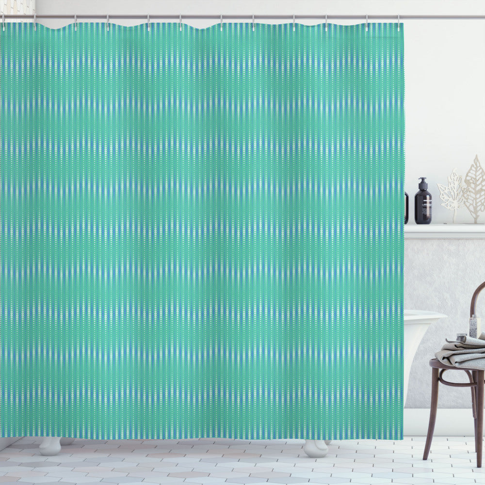 Abstract Circular Ellipse Waves: A Stylish Fusion of Sea Green, Azure Blue, and Pale Mint Green on a Shower Curtain