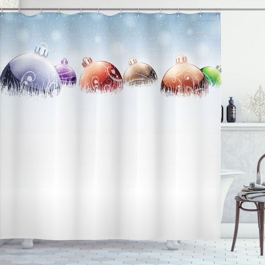 Christmas Multicolor Winter Snow Field Shower Curtain