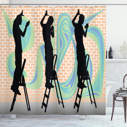 Urban Graffiti Inspired Multicolor Shower Curtain by Graffiti Artist