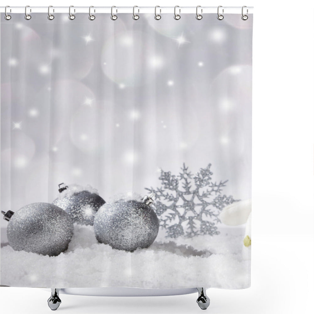 Christmas Little Snowman Shower Curtain with Balls