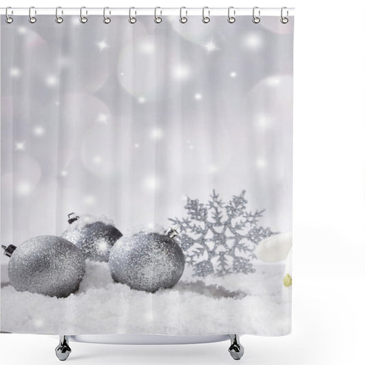 Christmas Little Snowman Shower Curtain with Balls