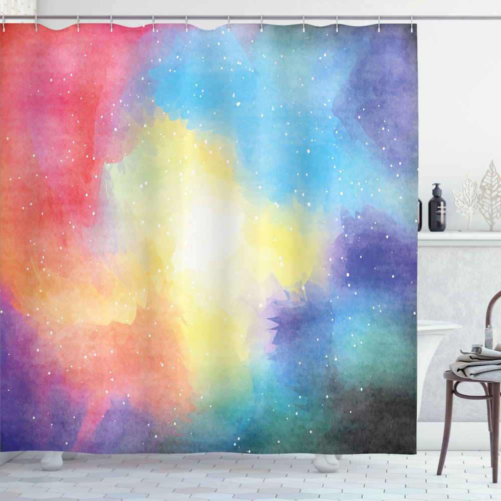 Watercolor Star Galaxy Abstract Multicolor Shower Curtain