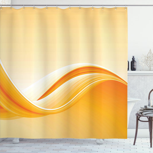 Abstract Vibrant Waved Line Design in Orange and Yellow Shower Curtain