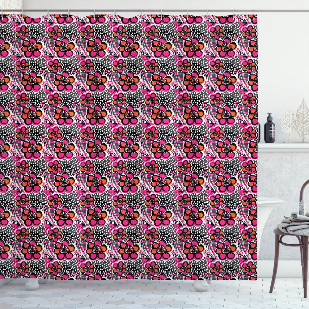 Transform Your Bathroom with Abstract Multicolor Flower Blossom Shower Curtain