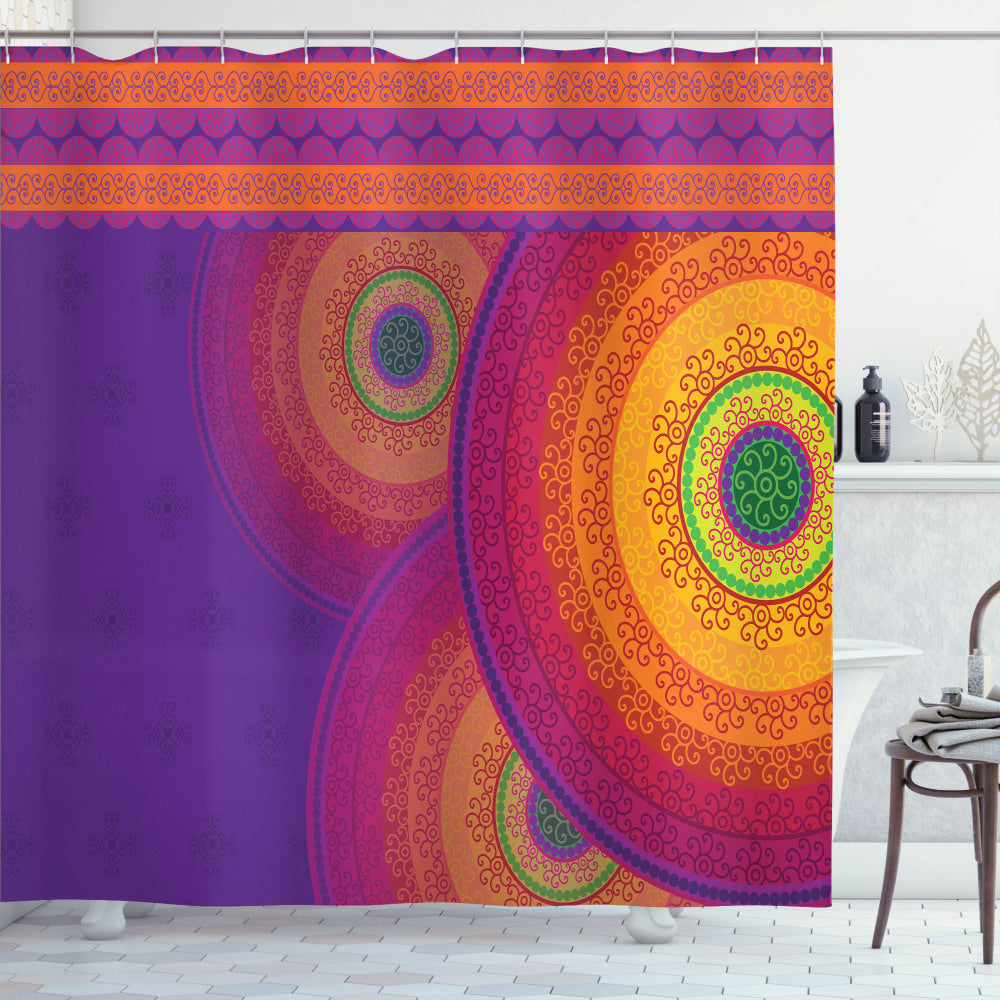 Vibrant Oriental Mandala Motif Multicolor Shower Curtain