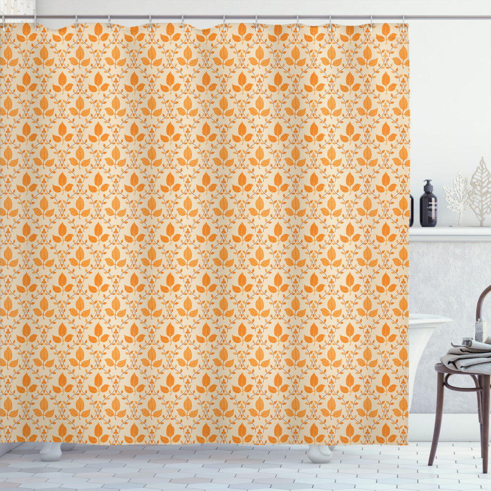 Autumn Foliage Inspired Orange and Beige Shower Curtain