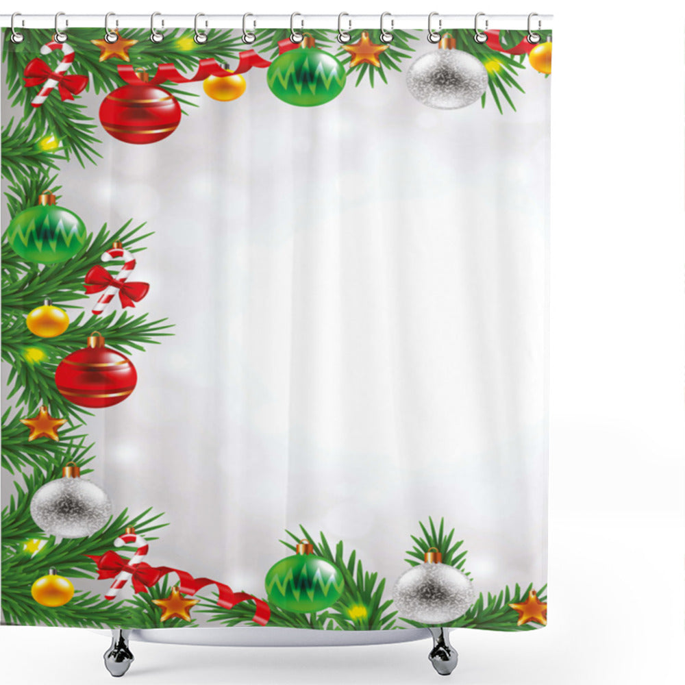 Christmas Multicolor Snowy Winter Garland Shower Curtain