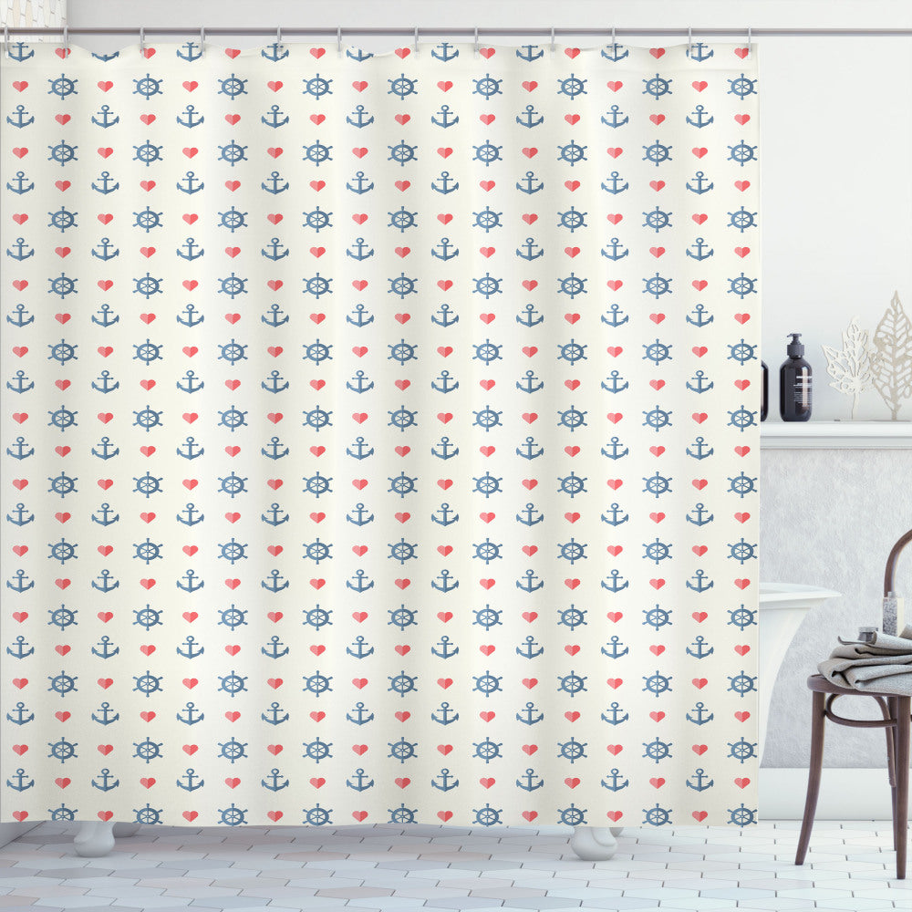 Anchor Patterned Maritime Shower Curtain