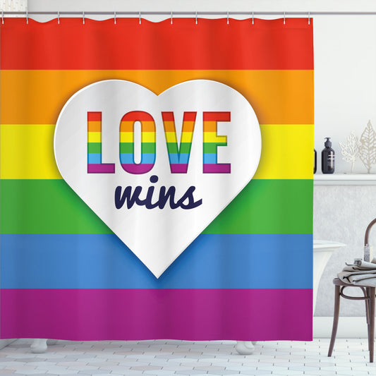 Celebrate Pride with our Multicolor LGBT Pride Love Wins Shower Curtain