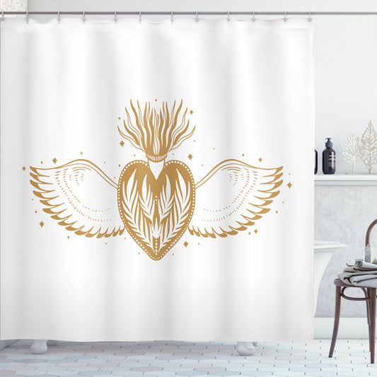 Alchemical Fusion: Persian Orange and White Winged Heart with Crown Shower Curtain