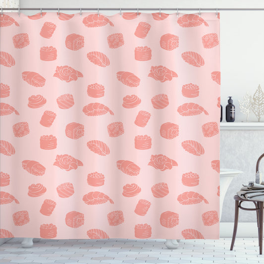 Sushi and Rose Coral Infused Cuisine Delicious Wrap Shower Curtain