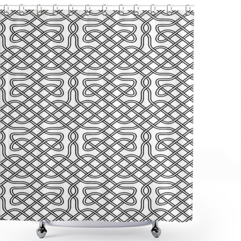 Celtic-inspired Black and White Shower Curtain