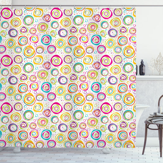 Abstract Multicolor Circle and Dots Spring Shower Curtain