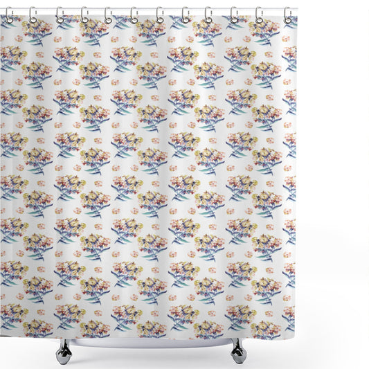 Vintage Multicolor Soft Bouquets: Nostalgic Patterned Shower Curtain