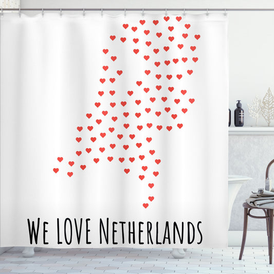 Vibrant Amsterdam: Vermilion, Charcoal Grey & White Shower Curtain