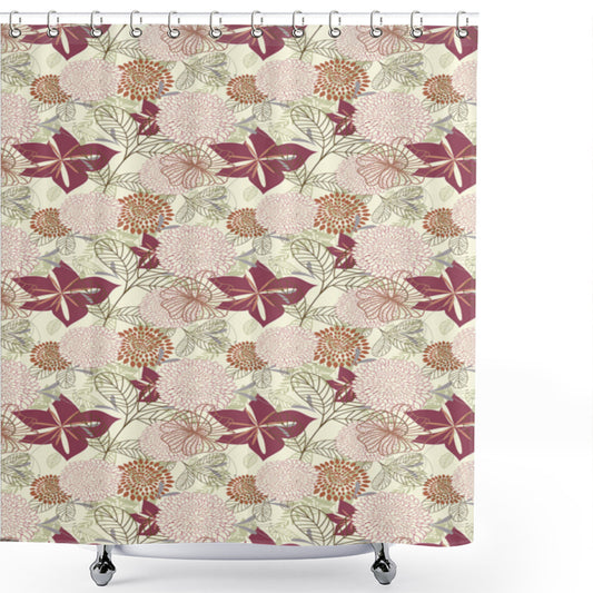 Vivid Orchid Blooms Shower Curtain - Multicolored Flower Design