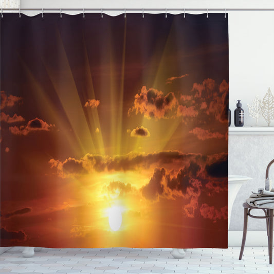 Clouds on Fire: A Vibrant Orange Sunset Shower Curtain