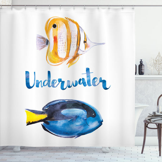 Watercolor Yellow Pacific Tang Fish Shower Curtain: Optimized Title