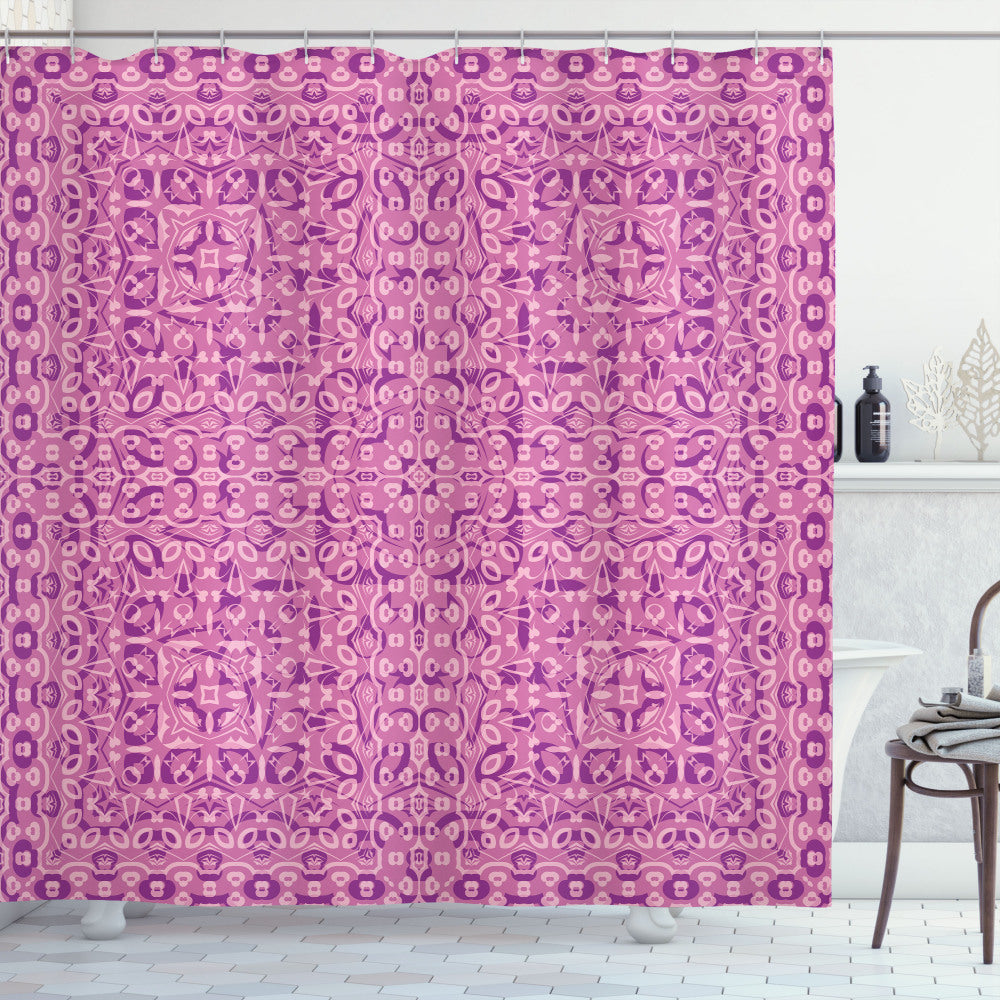 Abstract Ethnic Inspired Mauve, Magenta, and Pink Shower Curtain Design