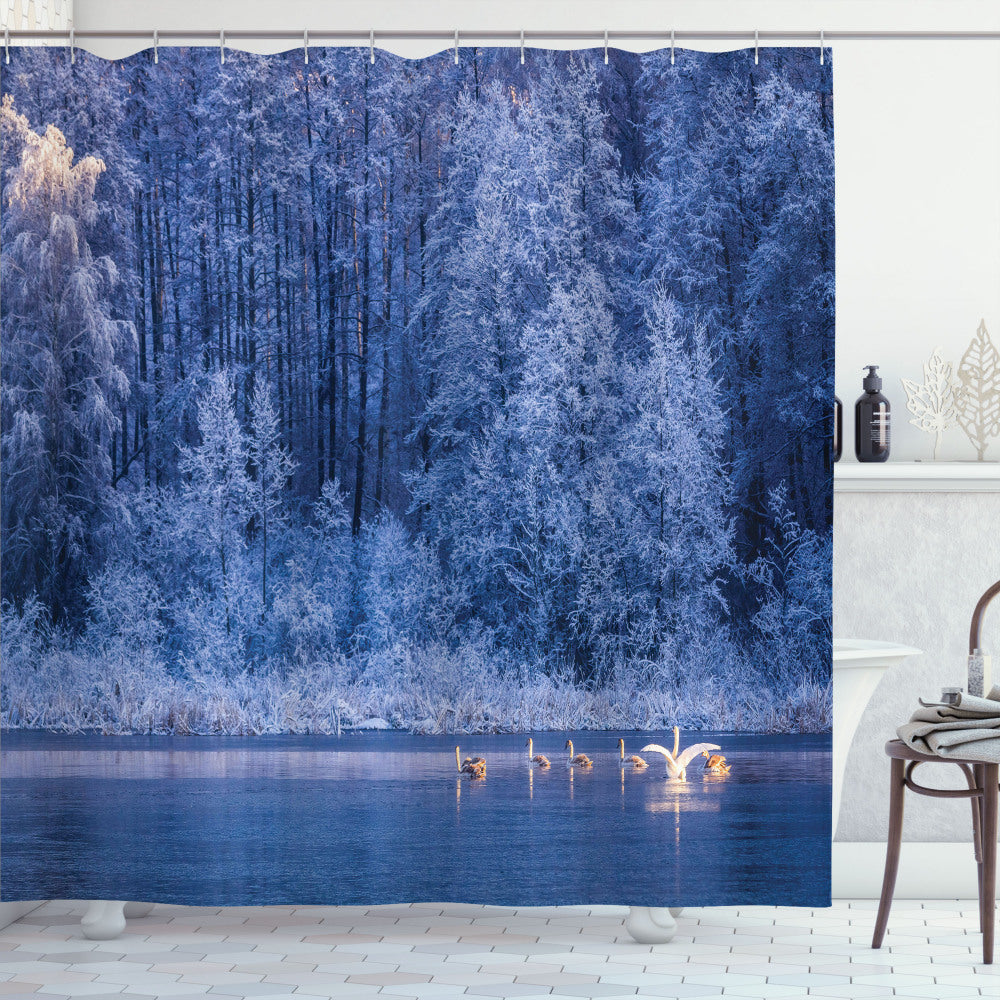 Winter Blues - Idyllic Nature Rural Shower Curtain