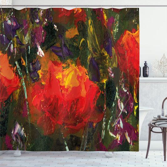 Vibrant and Abstract: Multicolor Composition in an Abstract Oil Painting Shower Curtain