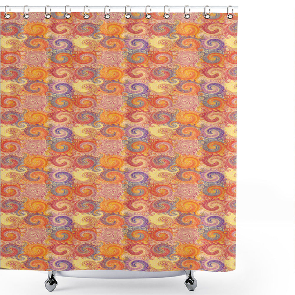 Vibrant Multicolor Abstract Design: Warm-Colored Vortex Shower Curtain