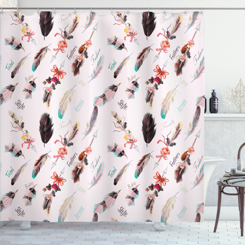 Bohemian Multicolor Fashion Feathers Shower Curtain