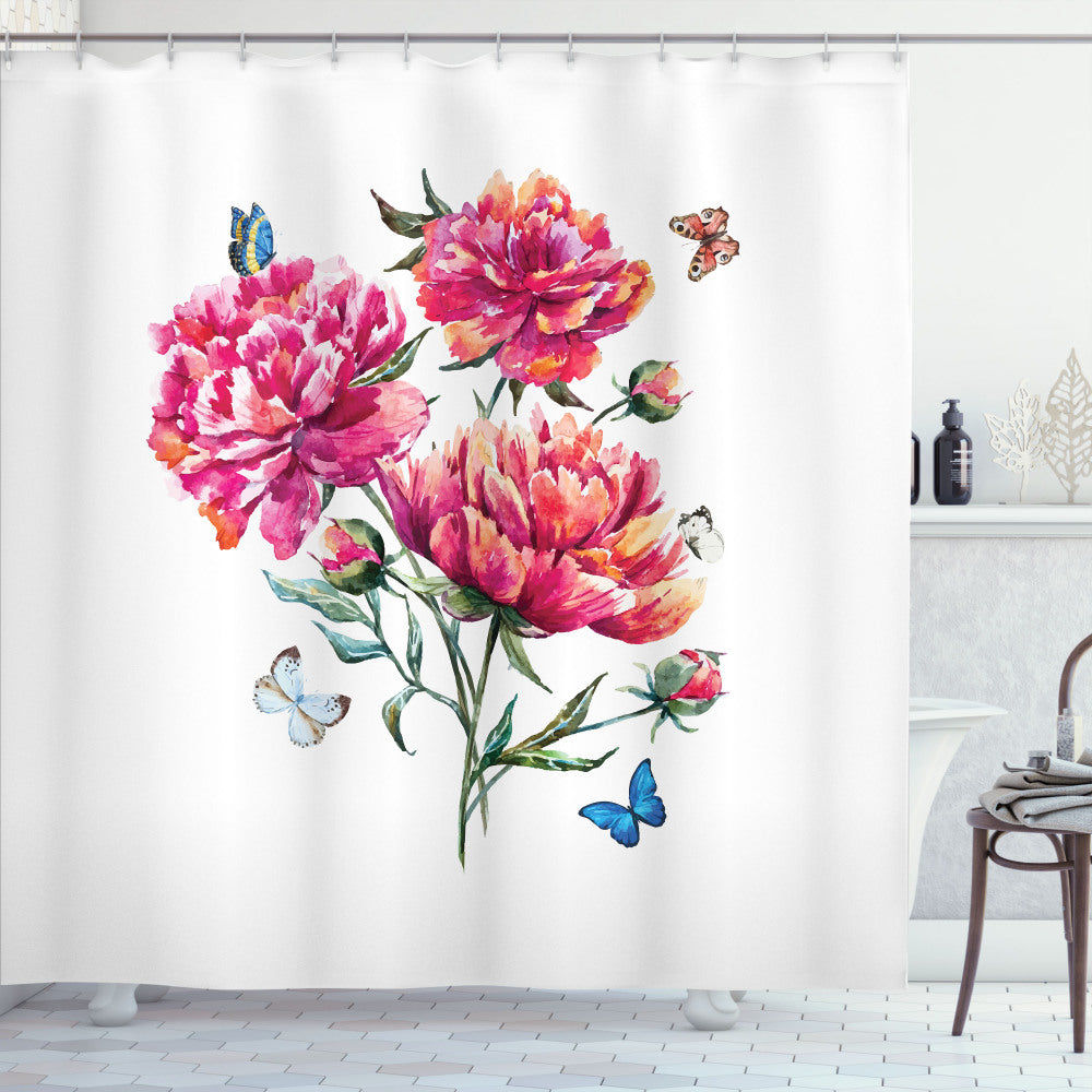 Watercolor Carnation Bouquet Shower Curtain- Vibrant Multicolor Floral Design