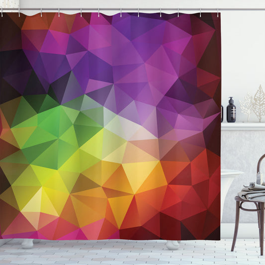 Abstract Multicolor Polygon Geometry Shape Shower Curtain