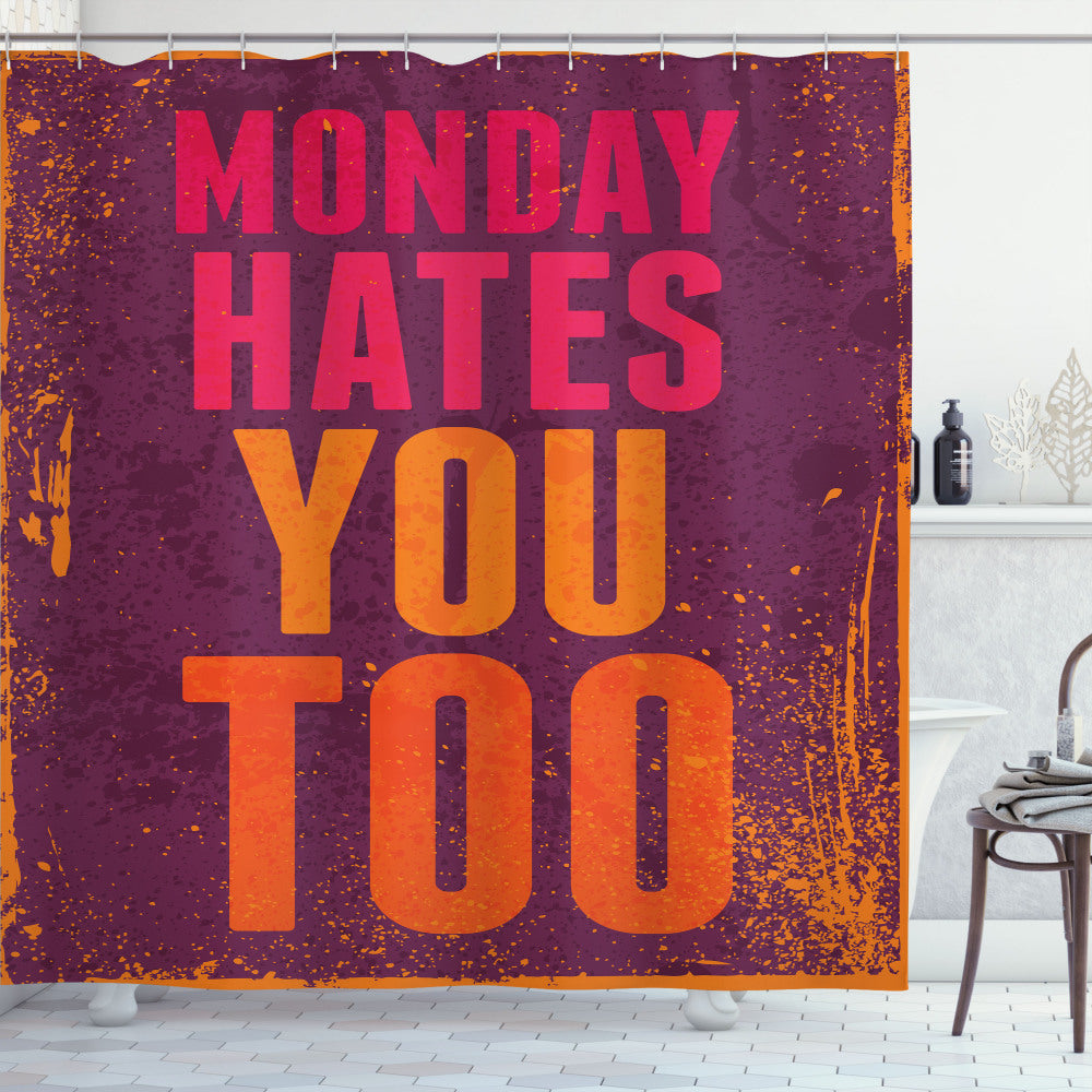 Abstract Orange and Purple Shower Curtain: Monday Hates You Too